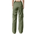 thumbnail image 5 of CFLVAEK Womens Cargo Pants with Pockets Casual Mid Rise Denim Pant Loose Fit Wide Leg Hiking Pants Solid Color Jean Pants Army Green XXL, 5 of 9