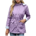 thumbnail image 2 of Xdegoge Womens Warm Coats Outerwear Fashion Casual Long Sleeve Button Down Rain Jackets Comfort Drawstring Cinch Waist Coat Fall Winter Windbreaker Jacket Coat with Hood Lightweight Plus Size XXL, 2 of 4