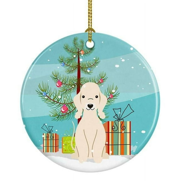 Merry Christmas Tree Bedlington Terrier Sandy Ceramic Ornament