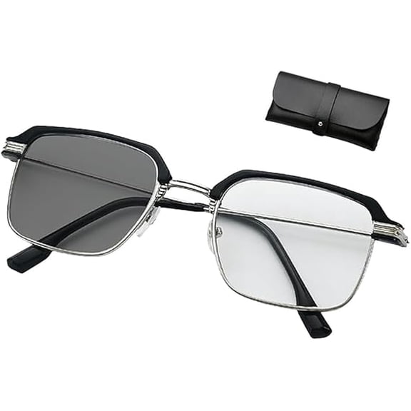 Smart Zoom Reading Glasses Distance&near Progressive Multi-focus for Women Men, Auto Focus Glasses Self Adjusting(silver)