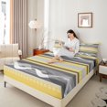 thumbnail image 4 of Feelyou Abstract Grey Yellow Twin Sheet Sets for Men, Modern Art Striped Twin Fitted Sheet, Contemporary Aesthetic Flat Sheet, Lightweight Room Decor, 3 Pieces, 4 of 7