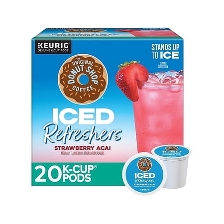 The Original Donut Shop Iced Refreshers Strawberry Acai Infused Water, Keurig K-Cup Pods, 20 ct