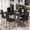Black, variant on LinkRomat 7-Piece Glass Dining Table Set for 6, Modern Kitchen Table with PU Leather Chairs, Black Dining Room Table and Chairs Set for Small Space, Apartment