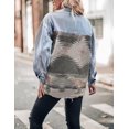 thumbnail image 4 of HSHDLDF Women's Aztec Denim Jacket Distressed Lapel Long Sleeve Vintage Button Down Denim Jacket Shacket, 4 of 7