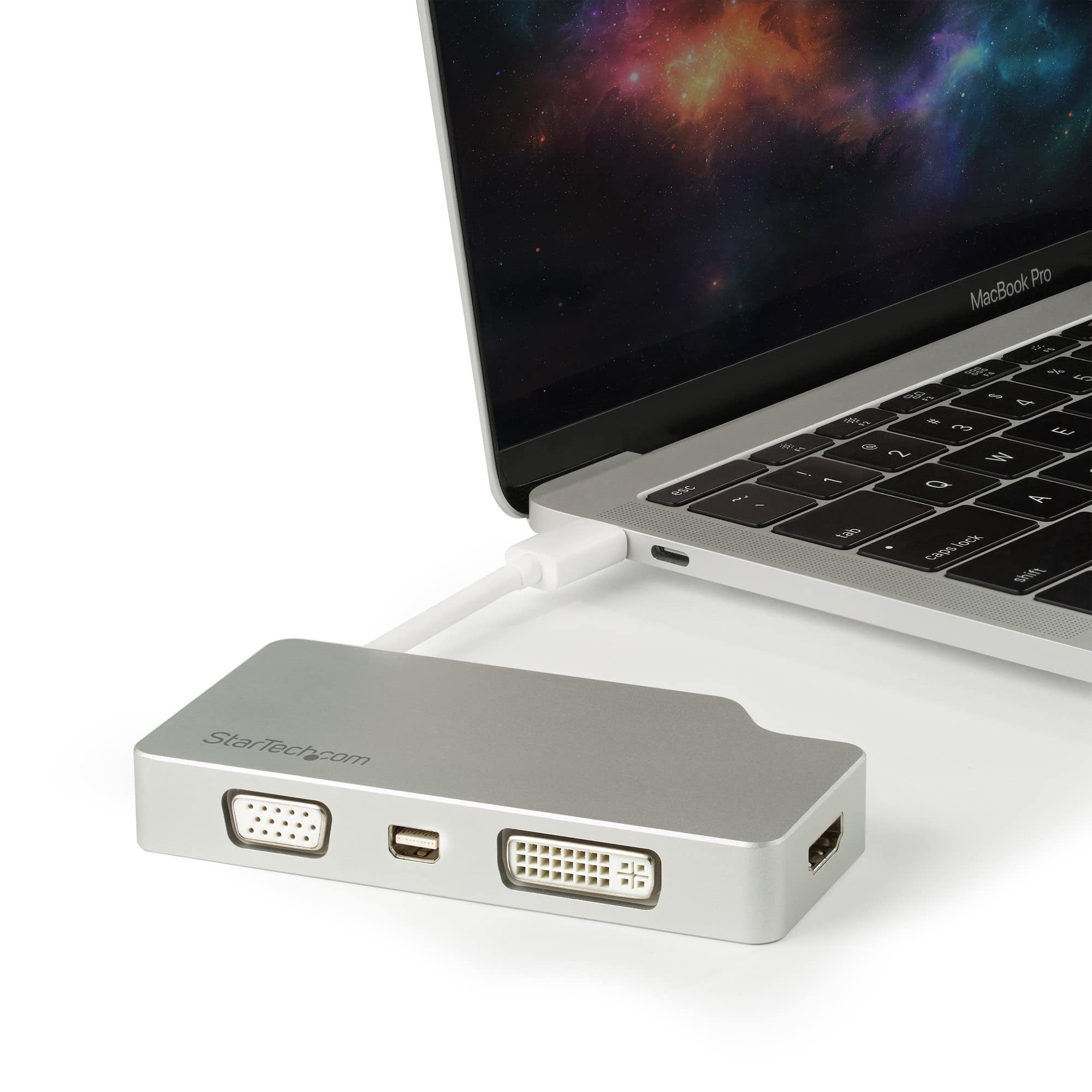 StarTech Aluminum Travel A/V Adapter: 4-in-1 USB-C to VGA, DVI, HDMI or mDP
