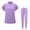 Purple, variant on Scrub Suit Set for Women Modern Mock-neck Top & Tapered Leg Jogger Pants with Drawstring Medical Nursing Uniforms Set