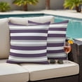 thumbnail image 3 of 2 Pack Outdoor Waterproof Throw Pillows, Purple Gray Minimalist Stripe Art Decorative Square Pillow Case Patio Pillows for Chair Couch Sofa 18x18in, 3 of 9