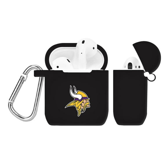 Black Minnesota Vikings Silicone Apple AirPods Case Cover