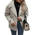 thumbnail image 3 of Women's Winter Loose Fit Cropped Wool Coat Double Breasted Dressy Short Blazer Jacket Peacoat Color S, 3 of 8