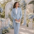 thumbnail image 3 of AZoiNM Women's 2 Piece Solid Single Breasted Blazer Suit Set, Long Sleeve Lapel Jacket & Flared Pants, Elegant Business Casual Work Outfits for Office Interview, 3 of 16