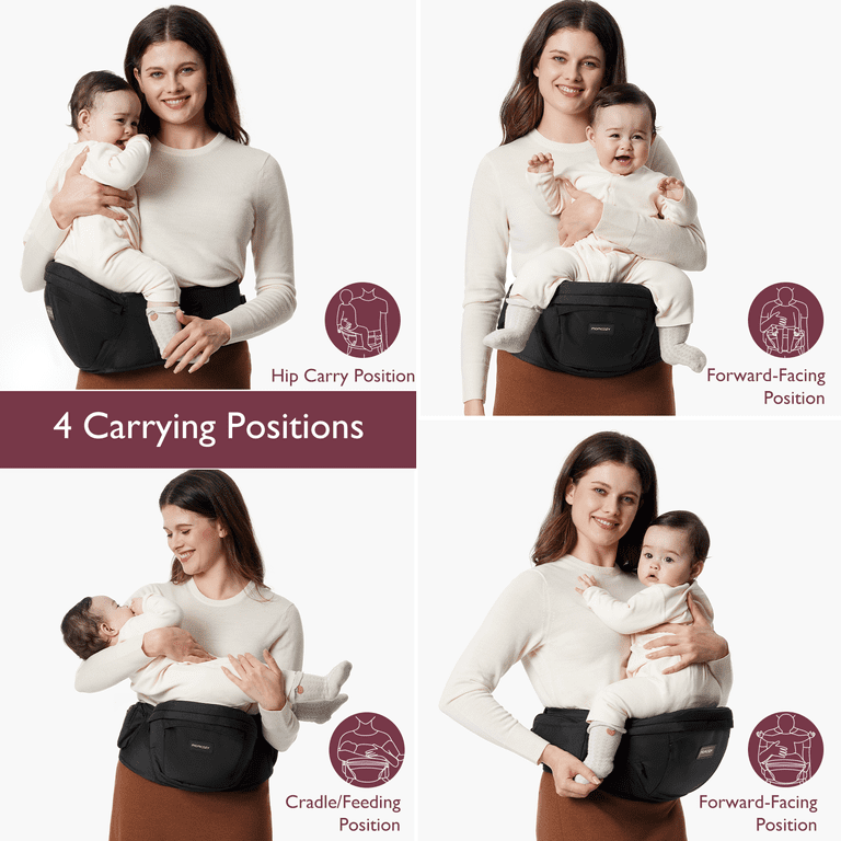 Hip Seat Baby Carrier with Ergonomic Support and Pockets photo 6