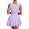 thumbnail image 2 of Women's Square Neck Ruffle Hem Mini Dress, Ruched Waist Short Party Dresses, Multicolor, S-XL, 2 of 6