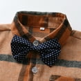 thumbnail image 5 of Toddler Boys Long Sleeve Shirt Tops And Plaid Trousers Pants 3PCS Child Kids Gentleman Bowtie Set&Outfits Overalls Size 3-6 Months, 5 of 8