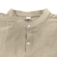 thumbnail image 4 of Linen 2 Piece Sets for Men Button Down Long Sleeve Shirts with pocket Casual Loose Fit Trousers Summer Beach Daily Wear Outfits Clothing Sets for Men Khaki XL, 4 of 6