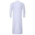 thumbnail image 4 of Yesfashion Men's Button up Cotton Robe Long Sleeve Kaftan Thobe Long Gown Casual Shirt for Beach, 4 of 8