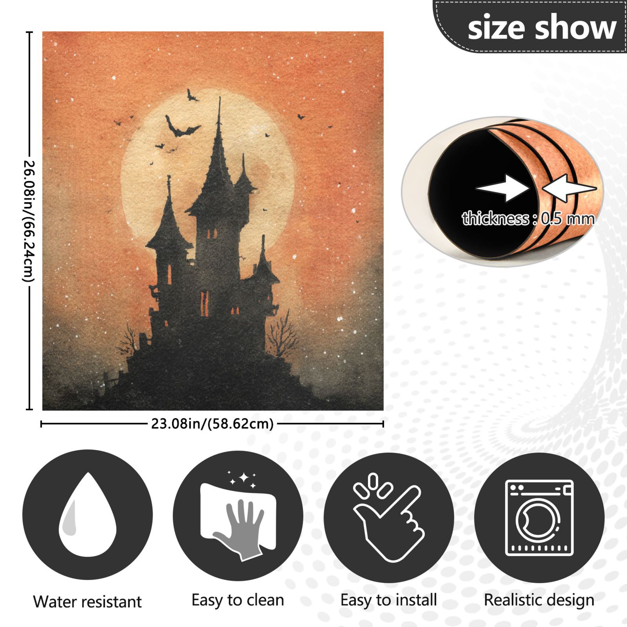 Dishwasher Magnetic Sticker 23x26 Inch Refrigerator Magnetic Sticker Washing Machine Magnetic Sticker Kitchen Panel Magnetic Sticker Home Decor Watercolor Halloween Castle
