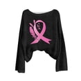 thumbnail image 4 of Sexlip Womens Sweatshirts No Hood Fall Long Sleeve Crewneck Shirts Cute Pink Ribbon Graphic Pullover Tops Outfits Black XL, 4 of 4
