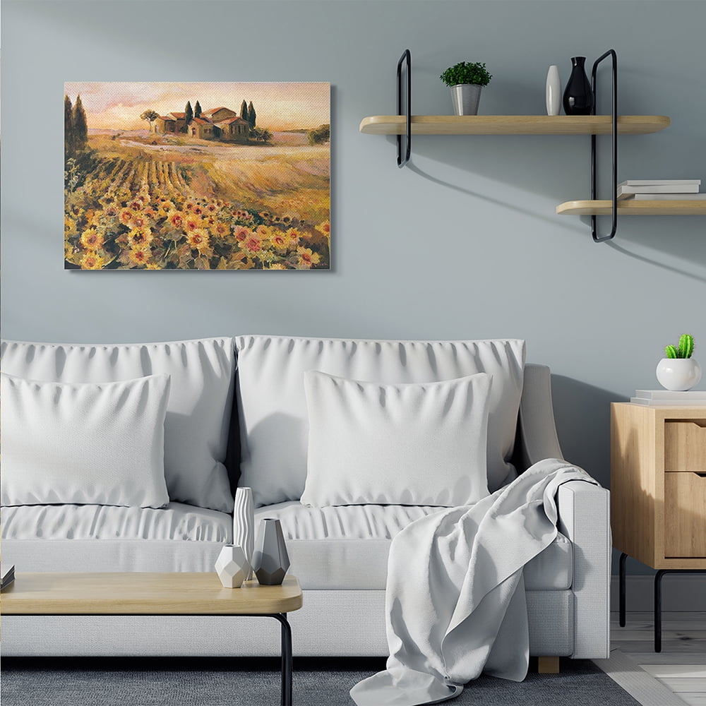 Stupell Industries Italian Villa Autumn Sunflower Field Yellow Green Canvas Wall Art by Marilyn Hageman