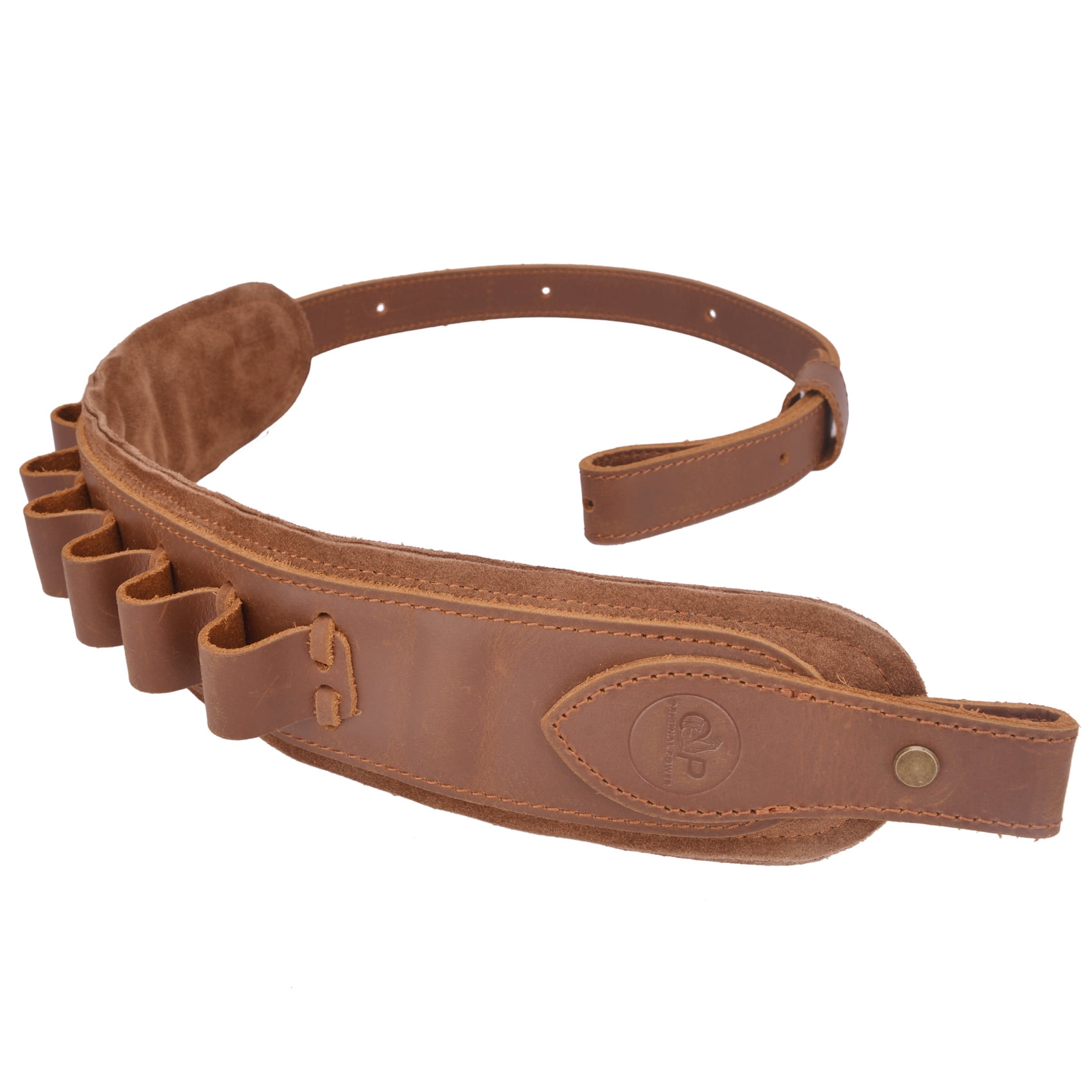 Top Grain Leather Ammo Holder Shotgun Sling for 12 Gauge Adjustable Hunting Shotshell Gun Shoulder Strap