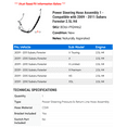 thumbnail image 2 of Power Steering Hose Assembly 1 - Compatible with 2009 - 2011 Subaru Forester 2.5L H4 2010, 2 of 2