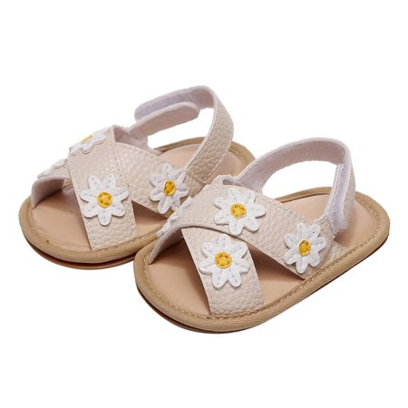 

Girls Open Toe Flower Shoes First Walkers Shoes Summer Toddler Floral Flat Sandals