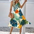 thumbnail image 3 of cocolona Womens Summer Pleated Flowy Long Dress Fashion Crew Neck Sleeveless Tank Dress Casual Loose Boho Print Dress Hawaiian Sundress, 3 of 7