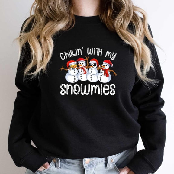 Snowman Christmas Chillin' With My Snowmies Funny Ugly Gift Graphic SW9325 Unisex Sweatshirt, Up to Size 5XL
