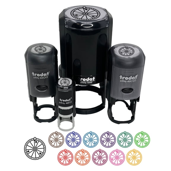 Lottery Wheel Self-Inking Rubber Stamp Ink Stamper - Sky Blue Ink - Mini 1/2 Inch