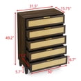 thumbnail image 2 of Vastcury Modern Wooden Dresser with 5 Rattan Drawers, Chest of Drawers with Spacious Storage for Bedroom, Living Room, Walnut, 2 of 10