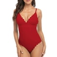 thumbnail image 1 of Womens One Piece Swimsuits Scalloped High Cut Backless Monokinis Bathing Suits, 1 of 6
