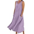 thumbnail image 1 of fatyb Robes Maxi d'Été pour Femmes avec Poches, Col en V Croisé, Sans Manches, Robes Décontractées pour Femmes, 1 of 4