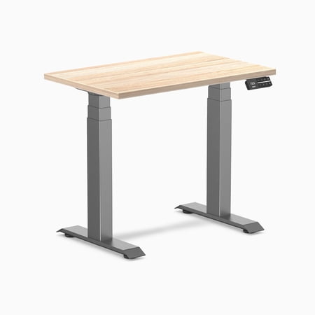 Desky Dual Mini Sit Stand Desk - Classic Oak / 32 X 20 / Space Gray