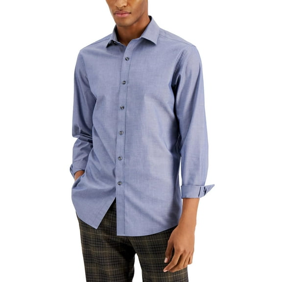 Bar III Mens Organic Cotton Collared Button-Down Shirt