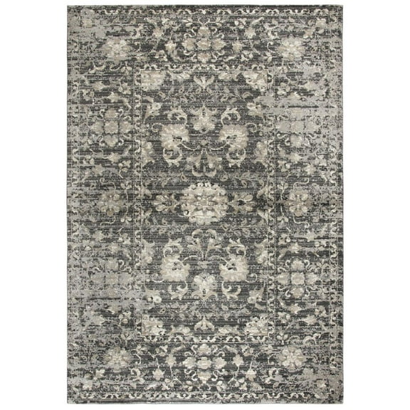 Alora Decor Swagger 5'3"x7'6" Floral Distress Gray/Dk Gray/Tan/Ivory/Black Rug