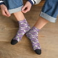 thumbnail image 3 of Rateoe Violets Flowers Pattern Quarter Crew Socks,Toe Seamed Ankle Socks,Cotton Cushioned Breathable Athletic Crew Sports Socks, 3 of 7