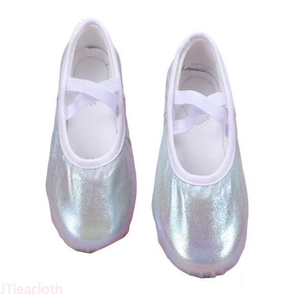 JTieacloth Girls Glitter Satin Ballet Dance Shoes Soft Sole Flexible Cat Performance Flats For Toddlers Kids Kids Party School Shoes,Sizes 8.5 Little Kid
