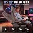 thumbnail image 4 of Wasait Linen Fabric Gaming Chair With Footrest, Ergonomic Comfortable Gamer Chair For Adult, Office Computer Desk Game Chairs With Massage Lumbar Cushion and Headrest, Gray&White, 4 of 10