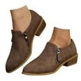 thumbnail image 4 of Mepaouo Women's Ankle Boots Low Stacked Heel Walking Dress Booties Zipper Chelsea Work Shoes, 4 of 6