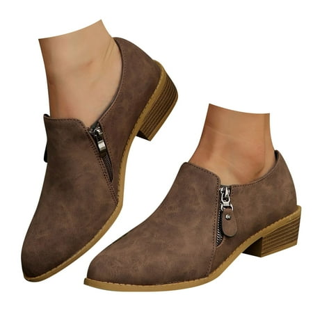 OJSFQUFP Womens Shoes Winter Warm Boots Ladies Ankle Boots Heel for Wedding Party Dress High Fasion Sexy Heel Sandal Comfortable Fall Shoes Women s Leather Boots Brown 42