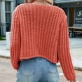 thumbnail image 5 of Women'S Long Sleeve Cropped Knit Cardigan 2025 Casual Button Down Crochet Sweater Tops with Pockets Deep Orange XL, 5 of 7