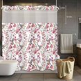 thumbnail image 3 of Spring Scenery No Hook Shower Curtain with Snap in Liner Country Pink Watercolor Flowers Leaves Birds Waterproof Bathroom Shower Curtain with See Through Top Window for Bathtub 72" x 72", 3 of 9