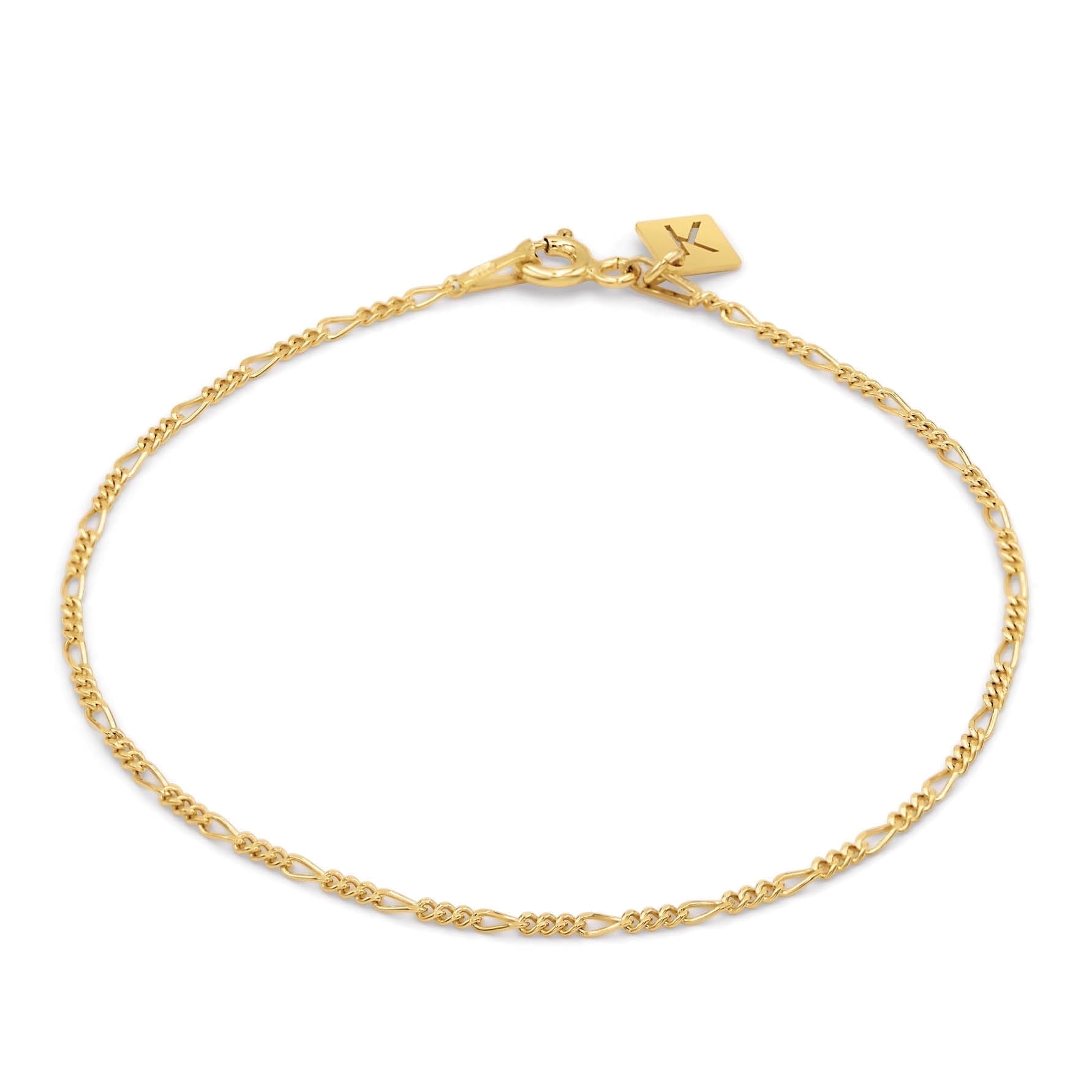 Kezef Sterling Silver 1.5mm Figaro Chain Bracelet - Solid Bracelet Chain 7 inches - Italian 925 Sterling Silver Jewelry Bracelets - Sterling Silver Chains for Men Women Gold Plated