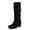 Black, variant on Womens Knee High Boots,Winter Closed Round Toe Buckle Slouchy Wedge Heels Boots Pull On Dress Comfortable Mid Calf Booties