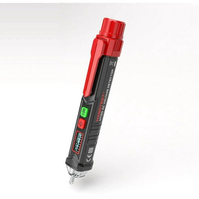 Detector de voltaje LCD con linterna y alarma, comprobador de fase/neutro, sensibilidad dual, sin contacto, 12 V-1000 V