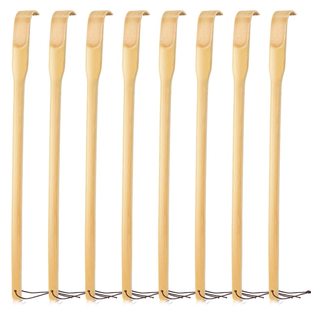 Back Scratcher Renook, madera de bambú, 42 cm de largo, mango, paquete de 8 unidades