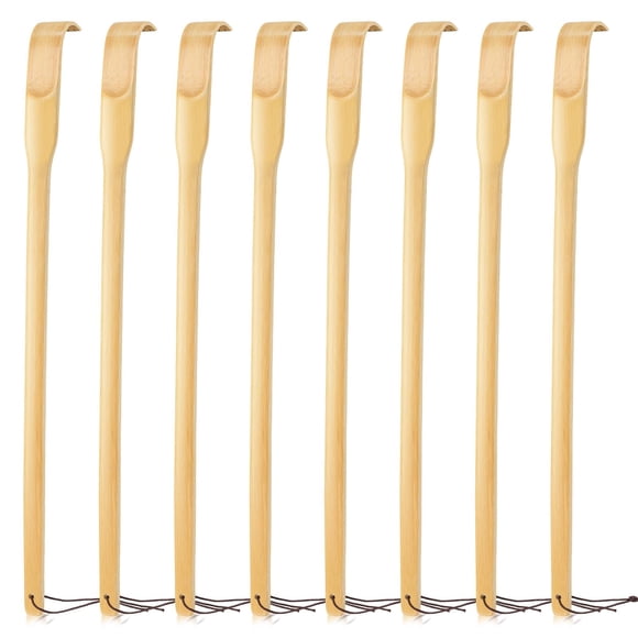 Back Scratcher Renook, madera de bambú, 42 cm de largo, mango, paquete de 8 unidades