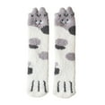 thumbnail image 3 of Women's Fuzzy Cat Pattern Slipper Socks Cozy Fluffy Winter Sleep Footwear, 3 of 9