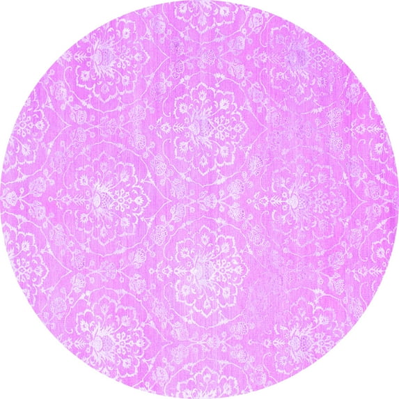Ahgly Company Indoor Round Abstract Purple Contemporary Area Rugs, 4' Round