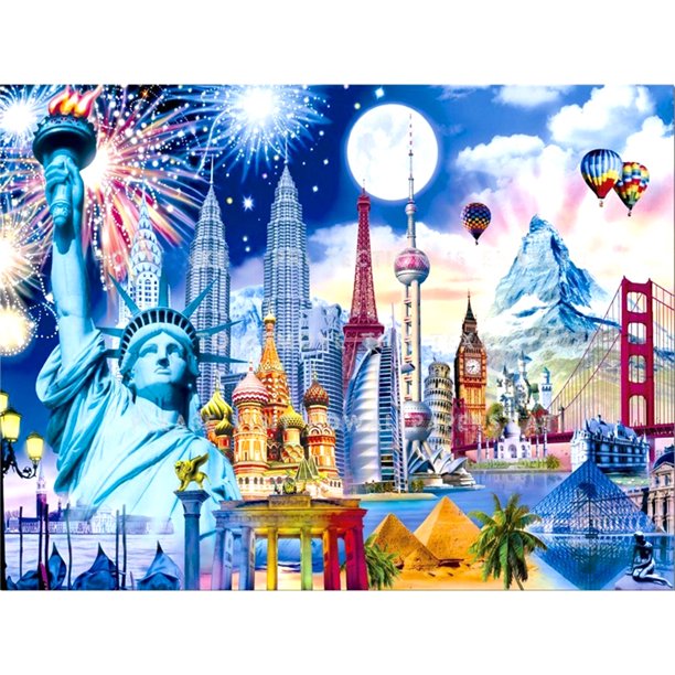 Taladro Pintura Diamante (DE8486) 5D DIY Cuadrado Completo Punto de Cruz Mosaico (Scenery02) 45x60cm FLhrweasw Nuevo