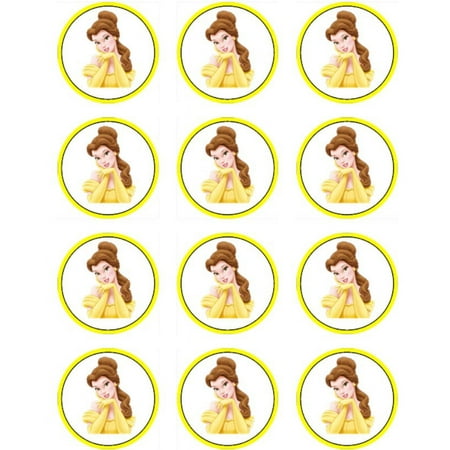 Belle Princess Image Edible Cupcake Toppers Twelve 2" Toppers Frosting Sheet